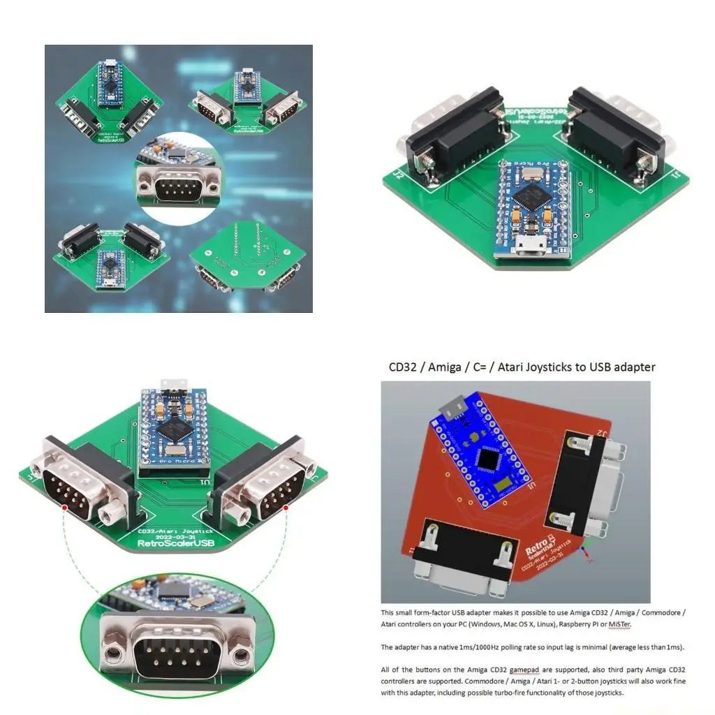 F62C 핸들 조이스틱 USB 어댑터 게임 컨트롤러 CD32용 USB 어댑터