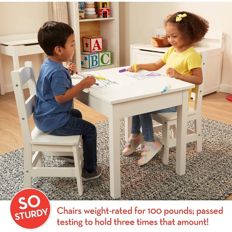 Wooden Table & Chairs - White 3