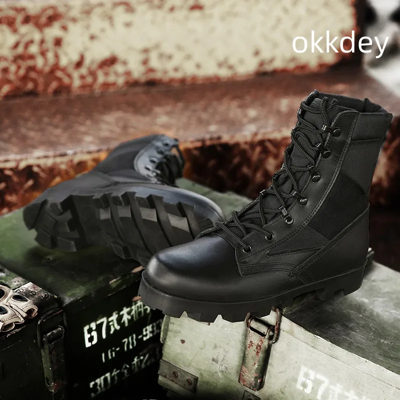 

Men's Work Security Boots Non-slip Wear-Resistant Platform Outdoor High Top Elastic Military Boots Spring and Autumn Main Push