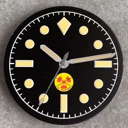 Vintage Black Sterile 29mm Watch Dial with Green Luminous Hands - Fit NH35 NH36 (Dial D set)