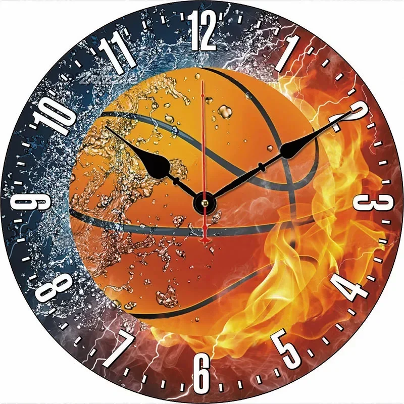 Basketball Clock Round Digital Wall Clock Large Silent Family Lovers Friends Gifts Wall Home Bedroom Decorative