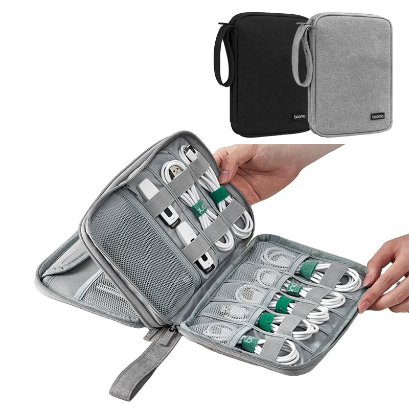 Double Layer Cable Organizer Bag Electronics Tech Bag for USB