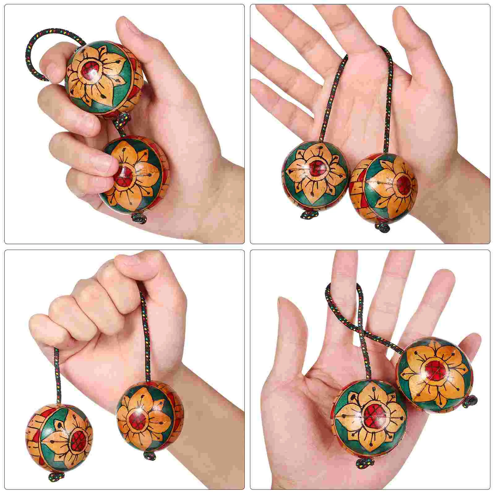 Aslatuas Rhythmic Balls Handpaint Authentic Aslatua Rhythm African Shaker Wooden Kashaka Shaker Hand Percussion Instrument for african shaker instrument
