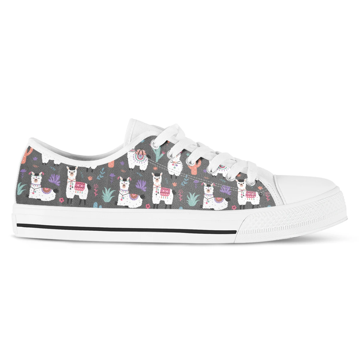 Cute Cartoon Animal Alpaca Llama Prints Spring New Fashion Canvas Shoes Vulcanized Sneakers Girls Sneakers