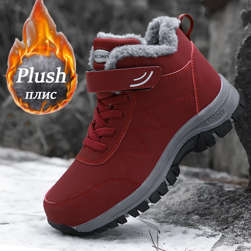 Winter Men Women Pu Leather Waterproof Boots Man Climbing Casual Shoes Unisex Outdoor Hiking Boots waterproof boots