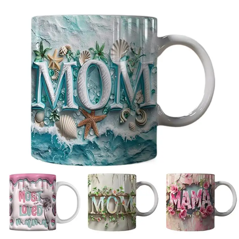 

3D Ceramic Mug Mothers Day Coffee Mugs With Letter And Printing Coffee Cups For Breakfast Tea Milk Hot Chocolate Kitchen Gadgets