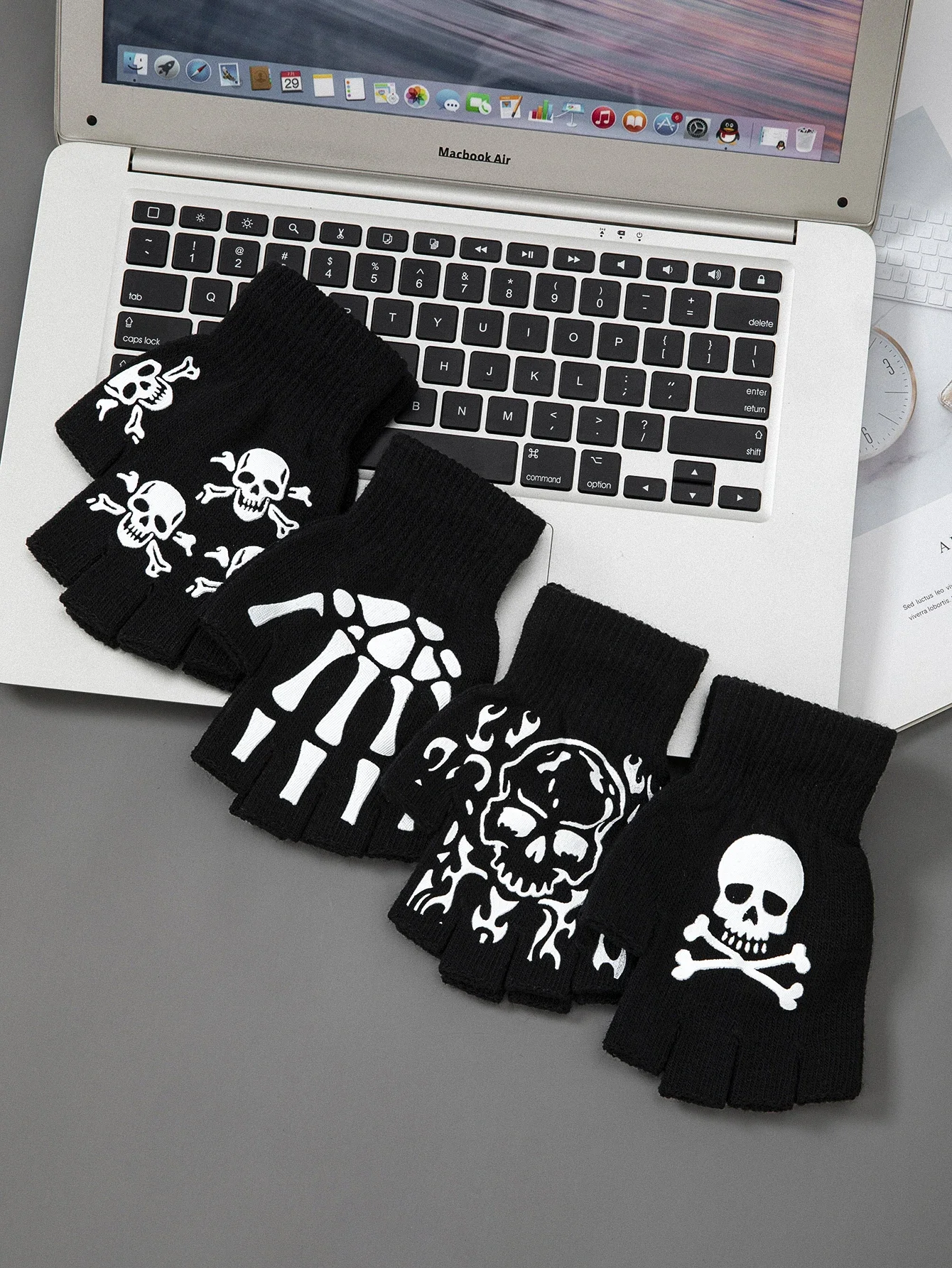Guantes De Esqueleto Luminosos Para Niños – Mitones Sin Dedos De Fibra Acrílica, Brillan En La Oscuridad, Para Halloween Y Cosplay De 5 A 12 Años