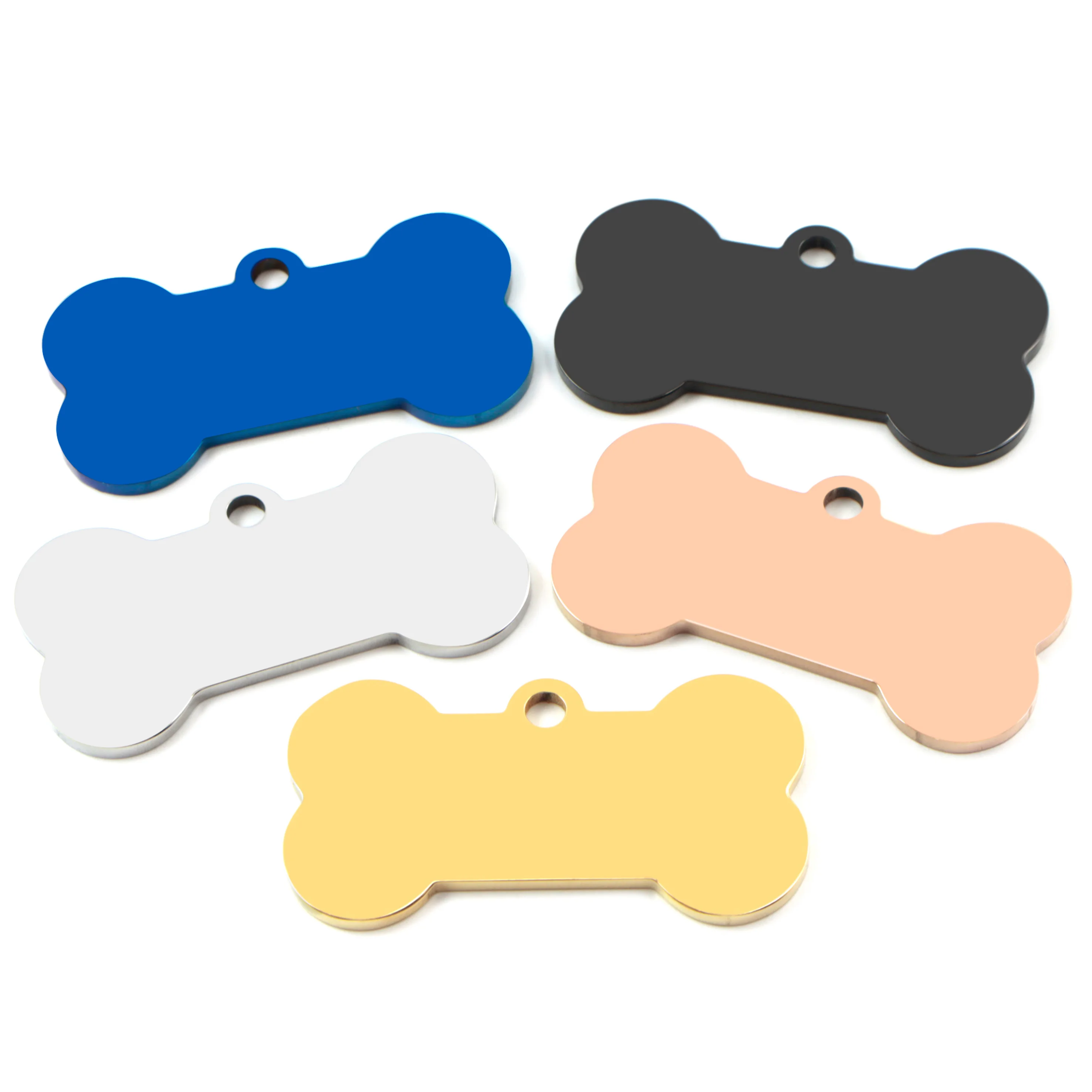 In Acciaio Inox 20 Pz Osso Dog ID Tag Portachiavi Inciso Pet ID Nome Per Cani Collare Tag Ciondolo Portachiavi Bone Pet Accessori