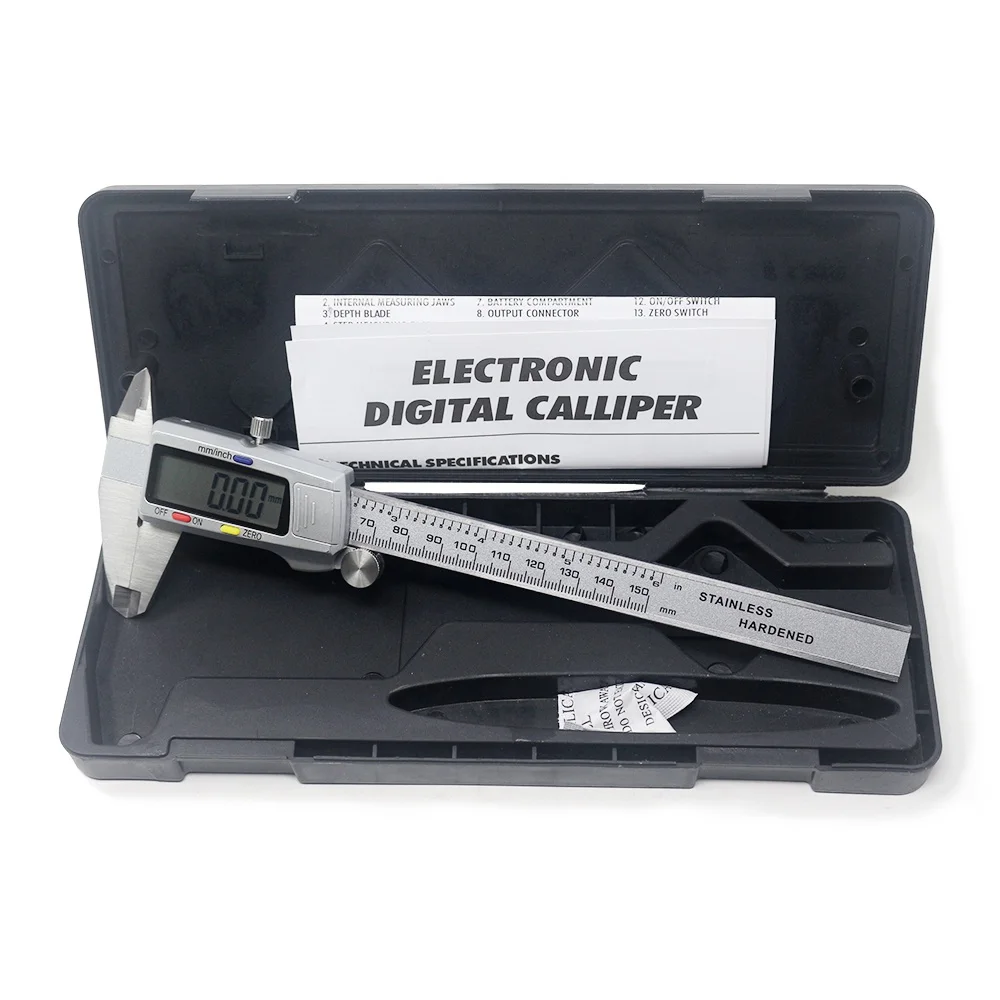 Description Picture 2 of item6 Inch 150mm Digital Vernier Caliper Stainless Steel Micrometer Measuring Tool Depth Ruler Messschieber Paquimetro