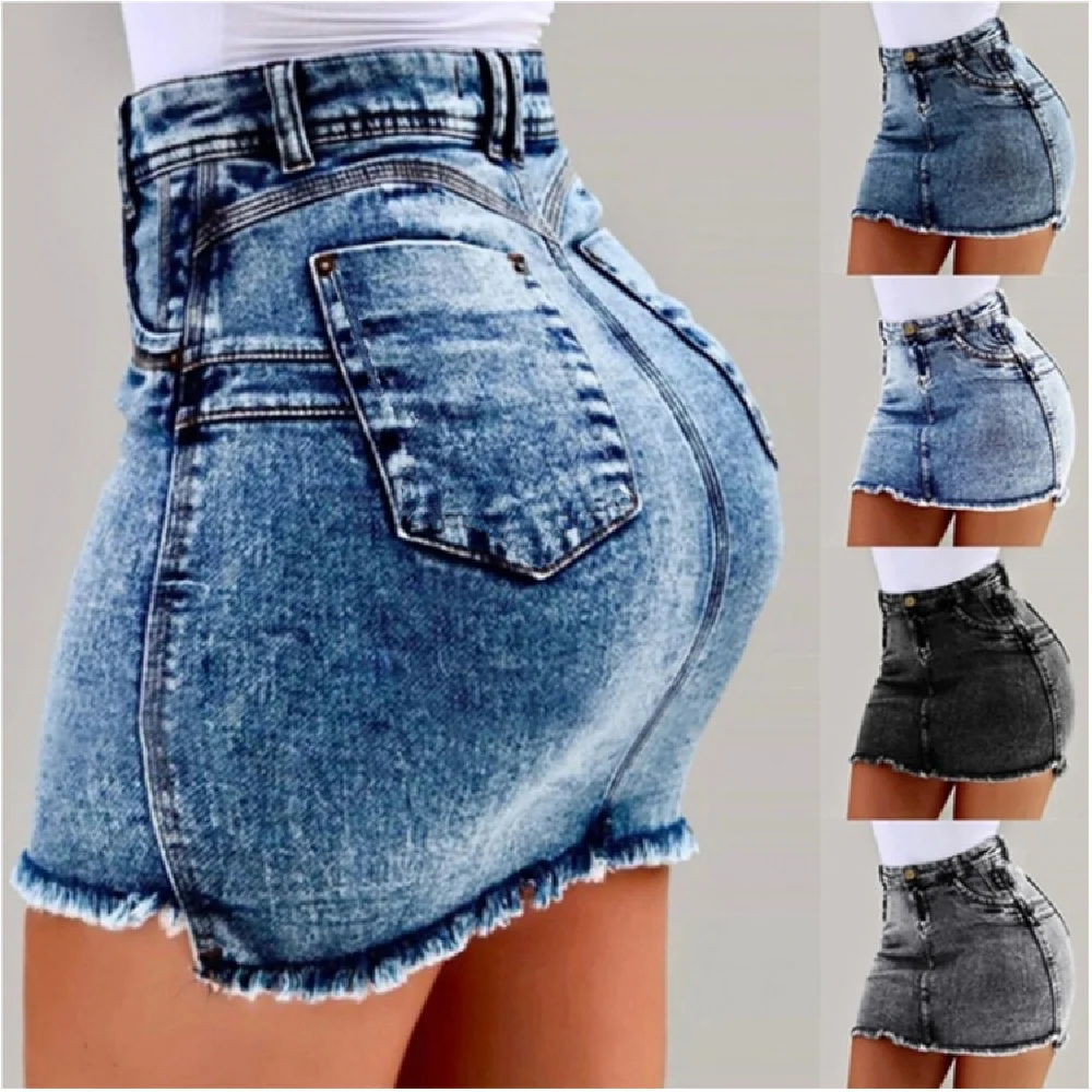 

Foreign Trade New European And American Street Denim Short Skirt Sexy Hip Elastic Denim Short Skirt 4 Colors 6 Yards