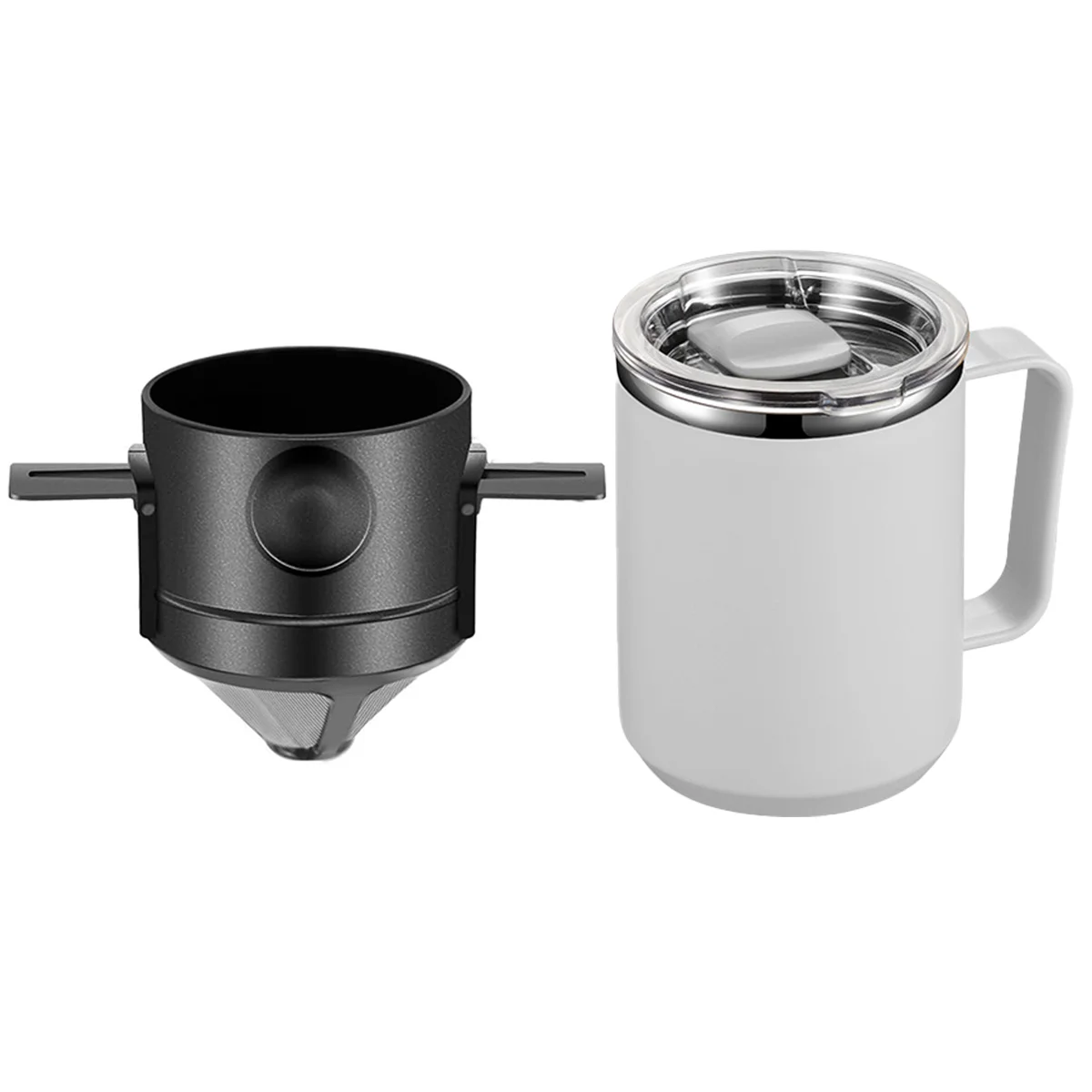 مجموعة قهوة تخييم ستانلس ستيل قابلة للطي