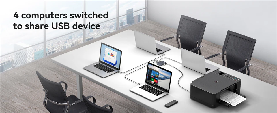 Navceker 10Gbps USB 3.2 Switch 4 Computers Share 4 Peripherals 4 Port USB 3.2 Sw