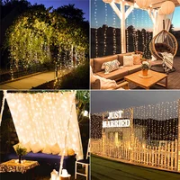 300 LED Solar Courtyard Curtain Lights Outdoor Waterproof Fairy String Lights With 8 Modes for Garden Window Bedroom Wedding 6