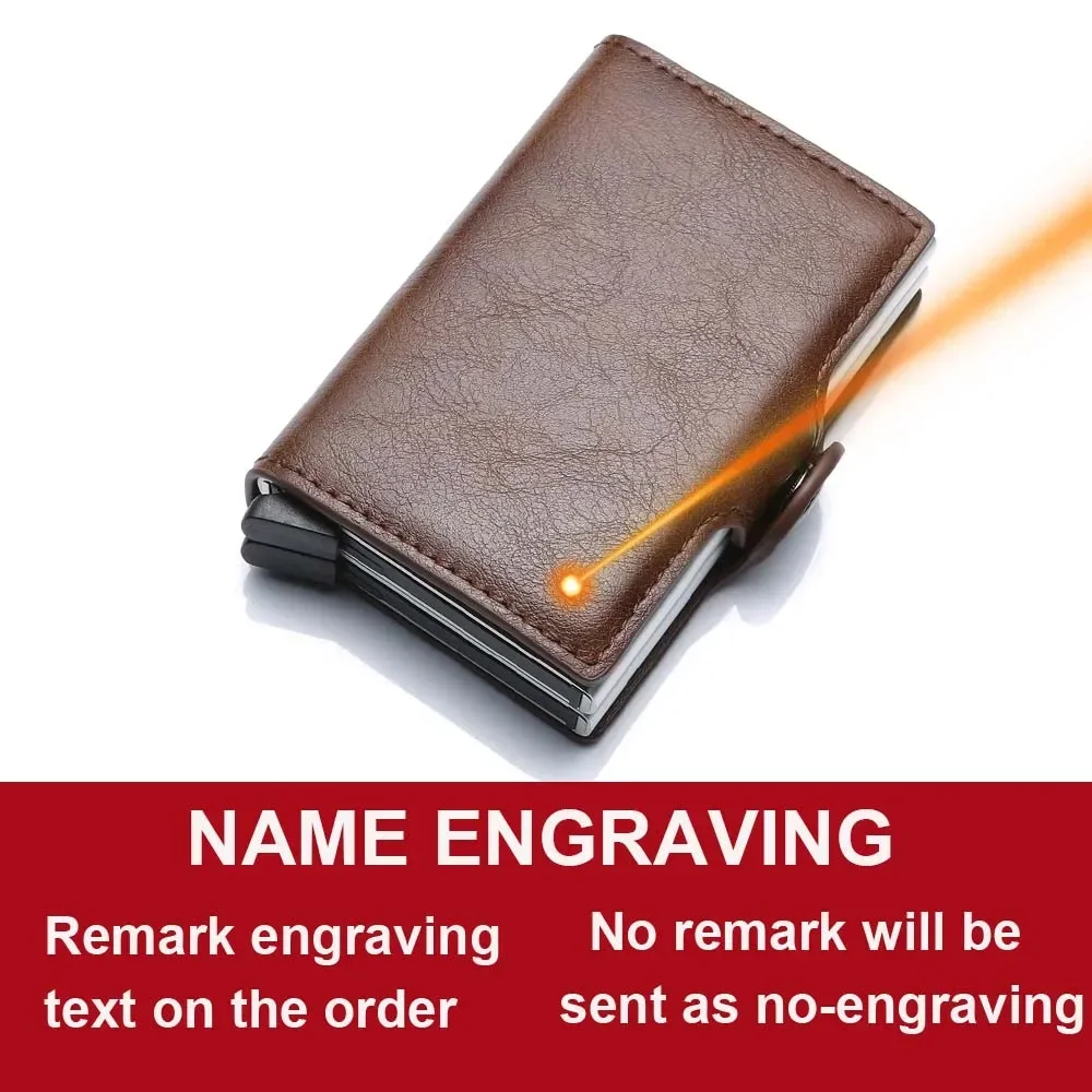 Men's Personalized Carbon Fiber RFID-Blocking Wallet - Double-Layer Card Holder with Free Name Engraving