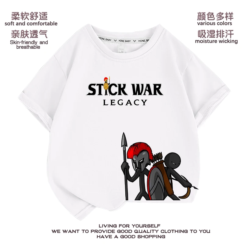 

2024 New Funny Cut Stick War Legacy T-shirt Casual Kids Short Sleeve Baby Boy T-Shirt Tops Tee Summer O-neck T-Shirt for Childs