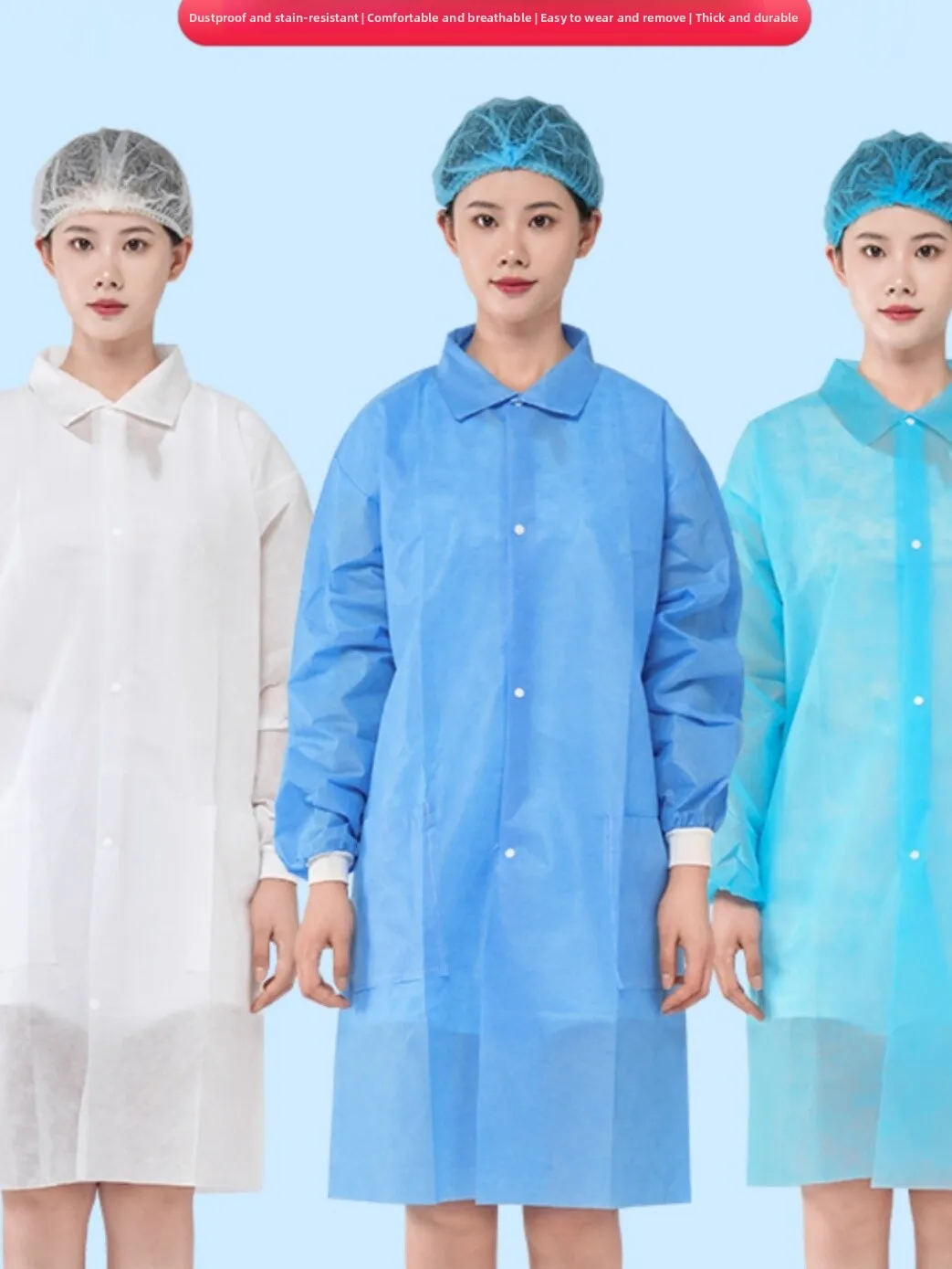 Disposable Thiened Non-woven White Lab Coat Work orm for Restaurant Phary Dust-proof Isolation Suit Experiment Coat