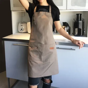 NEW New Chef Waiter Cafe Shop Pure Color Cooking Apron for Woman Men BBQ Hairdresser Aprons Bibs Kitchen Accessory 2
