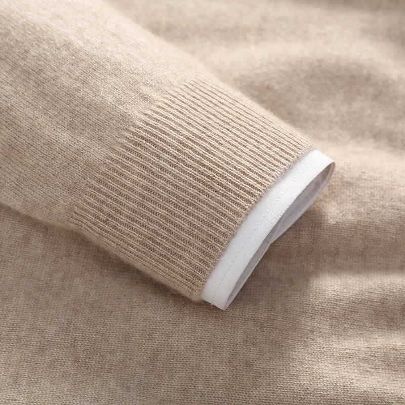 100% high-quality cashmere men's autumn and winter pullover, semi high neck classic versatile warm sweater jacket 4