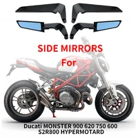 For Ducati MONSTER 900 620 750 600 S2R800 HYPERMOTARD Motorcycle Mirrors Stealth Winglets Mirror To Rotate Adjustable Mirrors 1