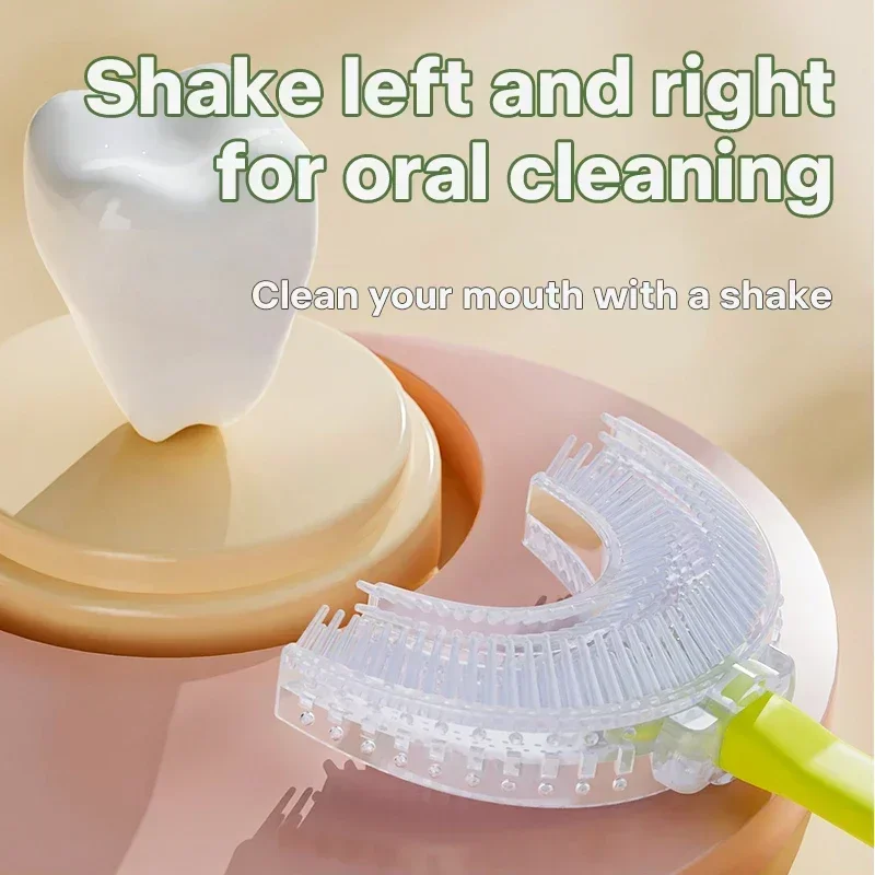 Cute Cartoon Frog Baby Toothbrush 360 Degree U-shaped Children's Teeth Cleaning Brushes Soft Silicone Toothbrush Baby Oral Care