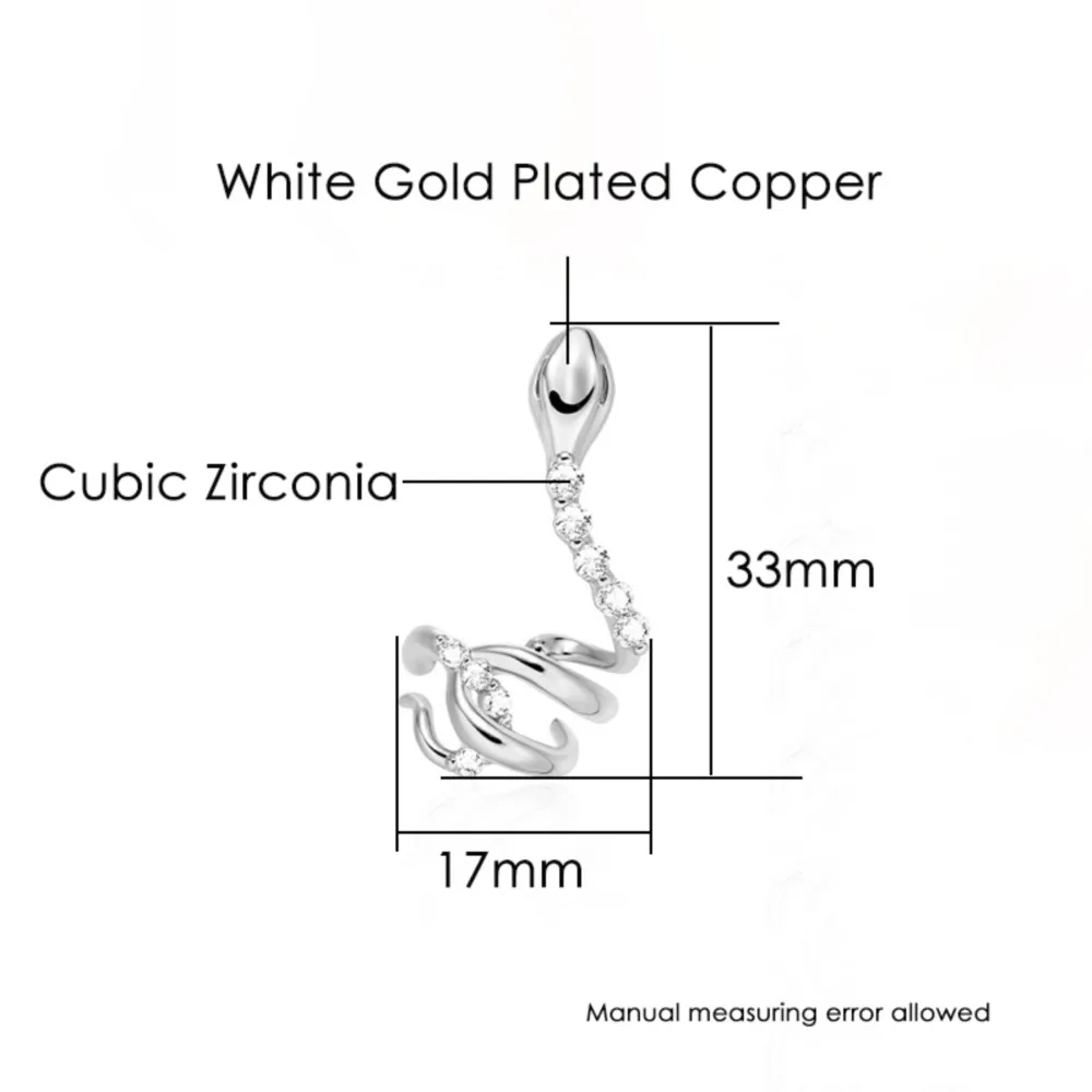 1pc Y2K Ins Style Snake Ear Cuff Earrings For Women Trendy Silver Color Zirconia Ear Clip Piercing Jewelry Unique Accessories 4