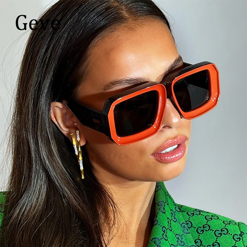 Gafas de sol cuadradas a la moda para mujer, lentes de sol de lujo Vintage  con gradiente de Marco grande, tendencias populares femeninas, con UV400 -  AliExpress