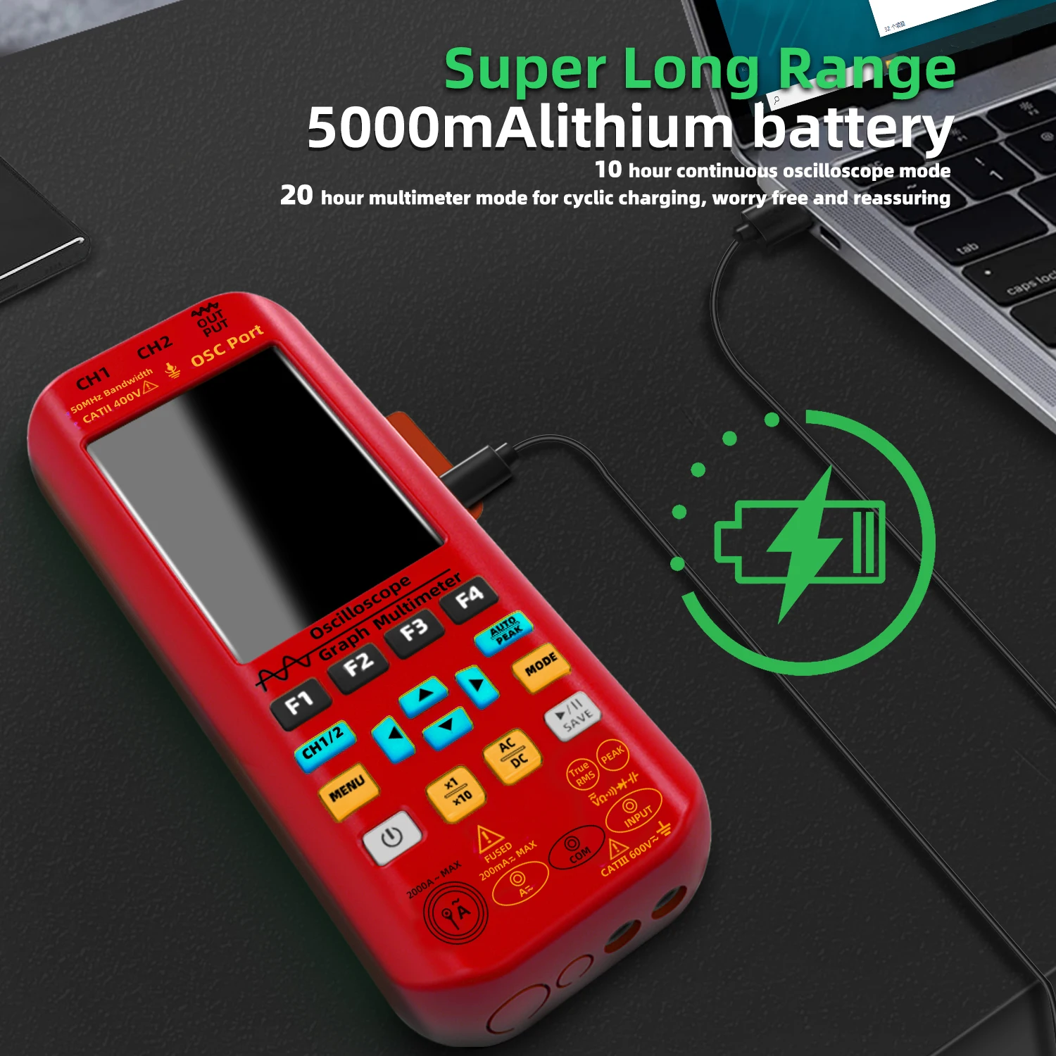 4-IN-1 Handheld Oscilloscope Digital Multimeter+Function Signal Generator Dual Channel O7:25MHz/O9:50MHz Current Tester BSIDE digital multimeter digital oscilloscope signal generator