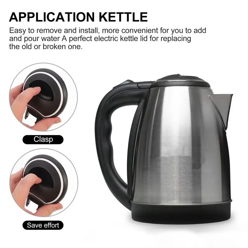 Electric Kettle Cover Stainless Steel Inner Hot Water Kettle Lid Fast Heating Water Container Cover Whistling Tea 2pcs glass pot lid glass lid wooden pot lid