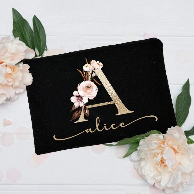 Personalized Custom Initial Name Makeup Bag Make Up Bags Cosmetic Case Bridal Shower Gift Canvas Toiletry Organizer Bridesmaid for makeup organizer,cosmetic bag,cosmetic storage bag,toiletry bag,makeup bag,cosmetic case