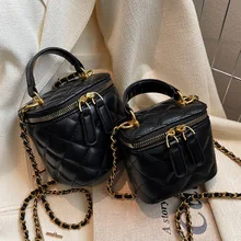 

Lingge chain small bag female 2021 new autumn/winter joker portable box small square bag shoulder messenger bag