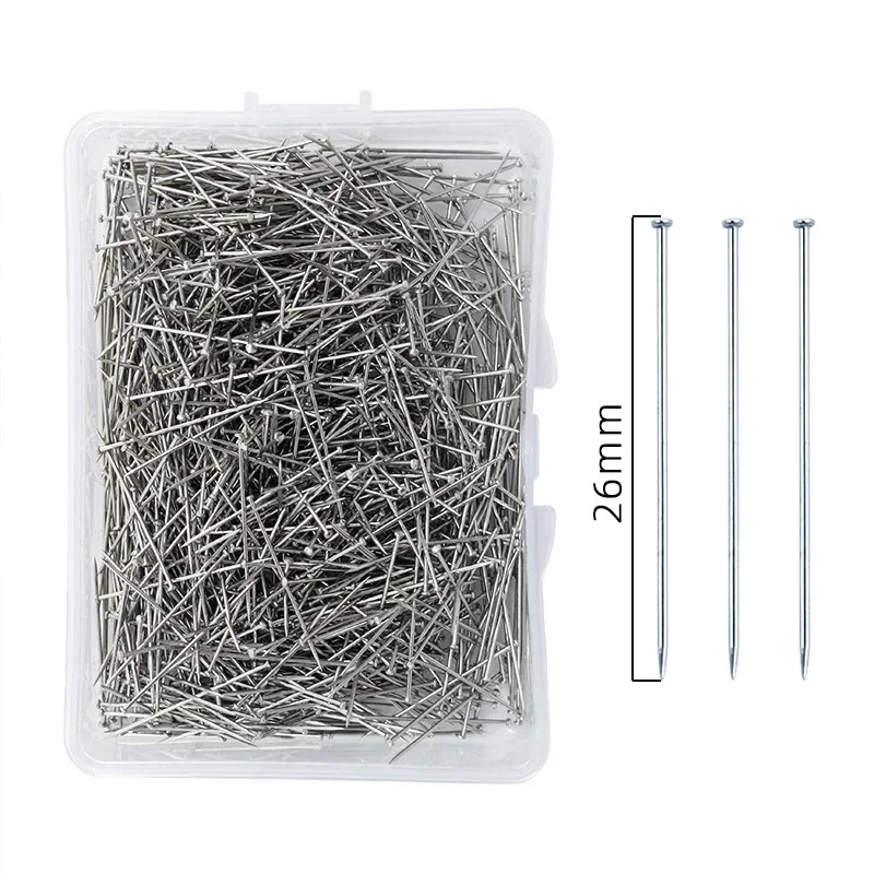 1100 Pezzi spilli senza testa, spilli da sarta, spilli da sarta lunghi, argento, con scatola di conservazione, per design di abbigliamento, cucito, fai da te, artigianato, lavorazione con perline