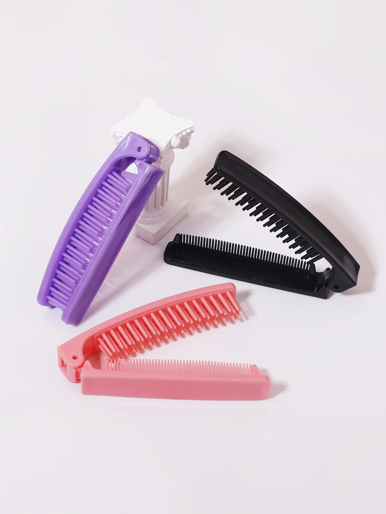 1pc portable plastic anti-static foldable travel scalp massage comb portable pocket hair styling tool Special for real hair wig