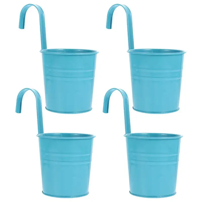 

4pcs Pots Succulents Iron Flower Bucket Hanging Flower Pot Flower Planter Decoration Iron Flowerpot Balcony Hanging Plant