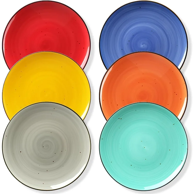 Ceramic Dinner Plates Set of 6, 10.4 Inch Porcelain Plates for Salad, Dessert, Appetizer, Pasta, Kitchen Serving Dishes