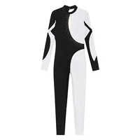 Womens Ballet Dance Gymnastics Leotards Figure Skating Acrobatics Performance Costume Long Sleeve Rhinestones Jumpsuit Bodysuit - Image 4