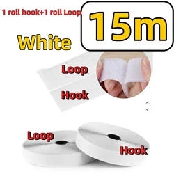 Magic Sticker Tape - Self Adhesive Extra Strong Double - Sided Hook and Loop Fastener - Width 25mm (White 20M)