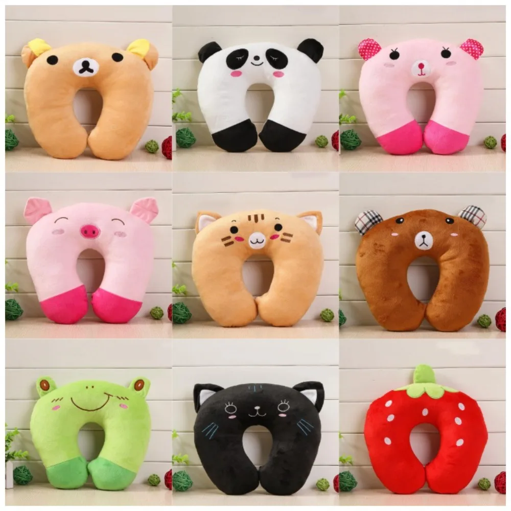 Cute Cartoon Animals U Shaped Pillow Travel Car Head Neck Rest Pillow Support Head Rest Cushion Panda Cat Bear Rabbit Pig 2023 2