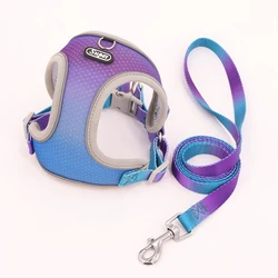 Adjustable Reflective Breathable Pet Step-in Vest Harness - M (Purple blue)