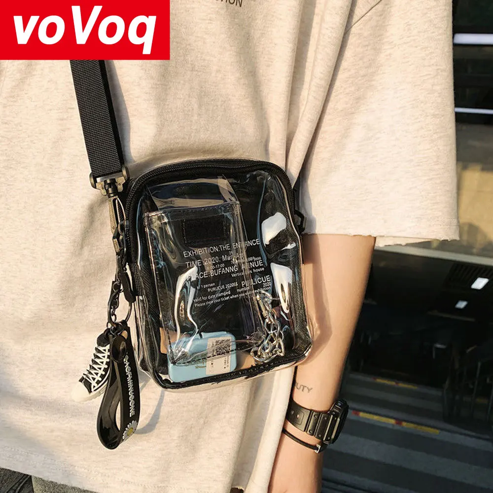 

Сумка через плечо в стиле Харадзюку для мальчиков, Корейская версия, прозрачная сумка через плечо для девочек, вместительная водонепроницаемая сумка-желе