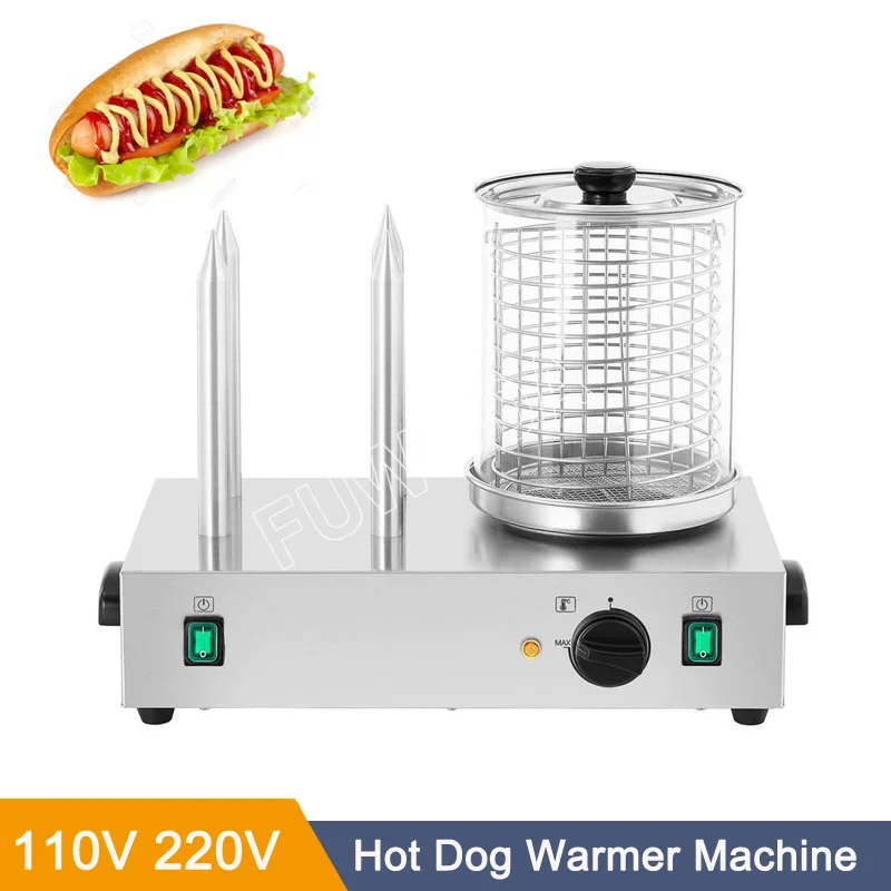 Commercial Stainless Steel Electric Hot Dog Roller Grill Machine With 4 Bun Warmer Stick