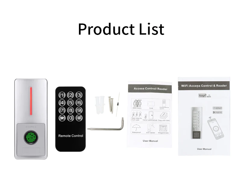 125KHZ/13.56MHZ Access Control Keypad Standalone Tuya App WG Output 10000 Card u