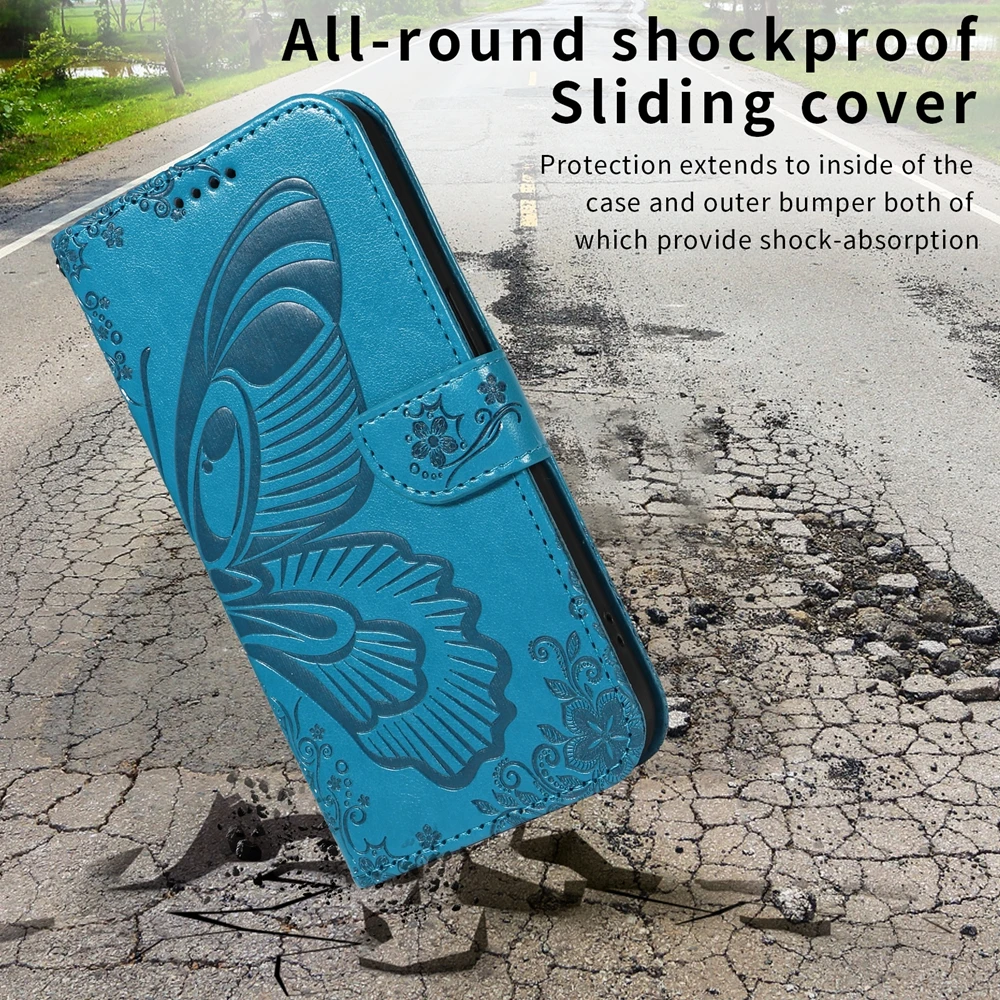 Butterfly Design Leather PU Flip Wallet Case Cover