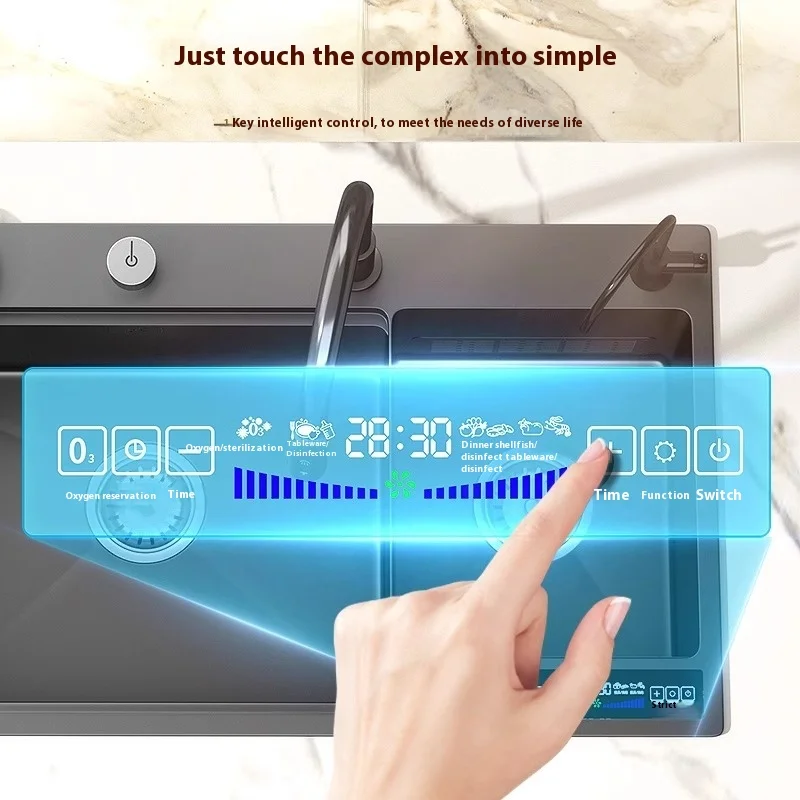 Water Catalyst sinks Stainless Steel Kitchen Sink Multifunctional Smart Double slot Purification Sterilized Fruit