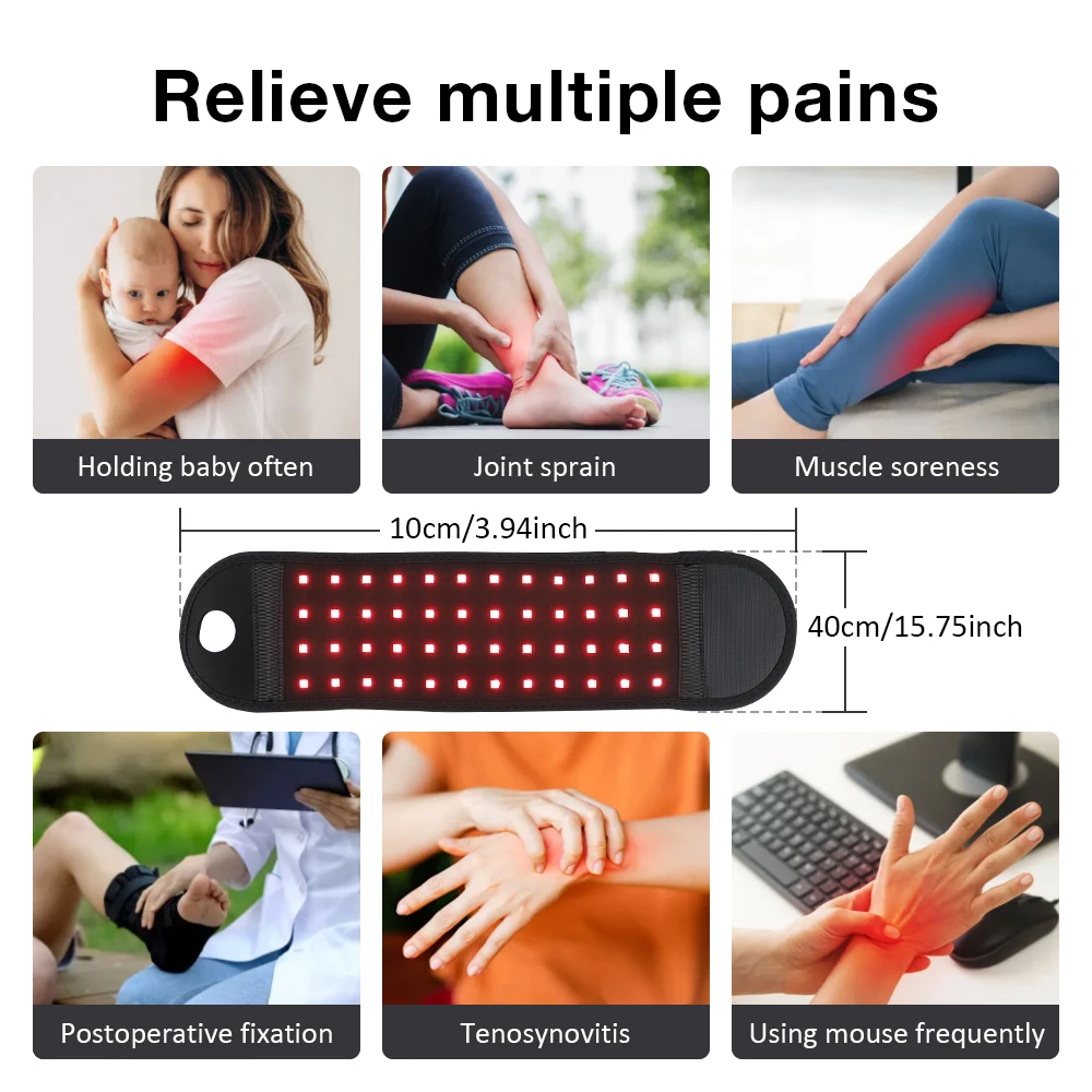 Red ＆ Infrared LED Light Therapy Belt 850nm 660nm Wrist Pain Relief Wrap Burn Fat Wrap Machine Back Waist Heat Pad Full Body light therapy belt