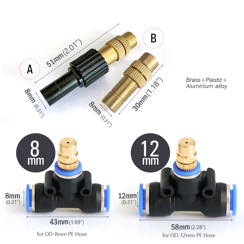 Micro sprinkler nozzle connected to PE hose