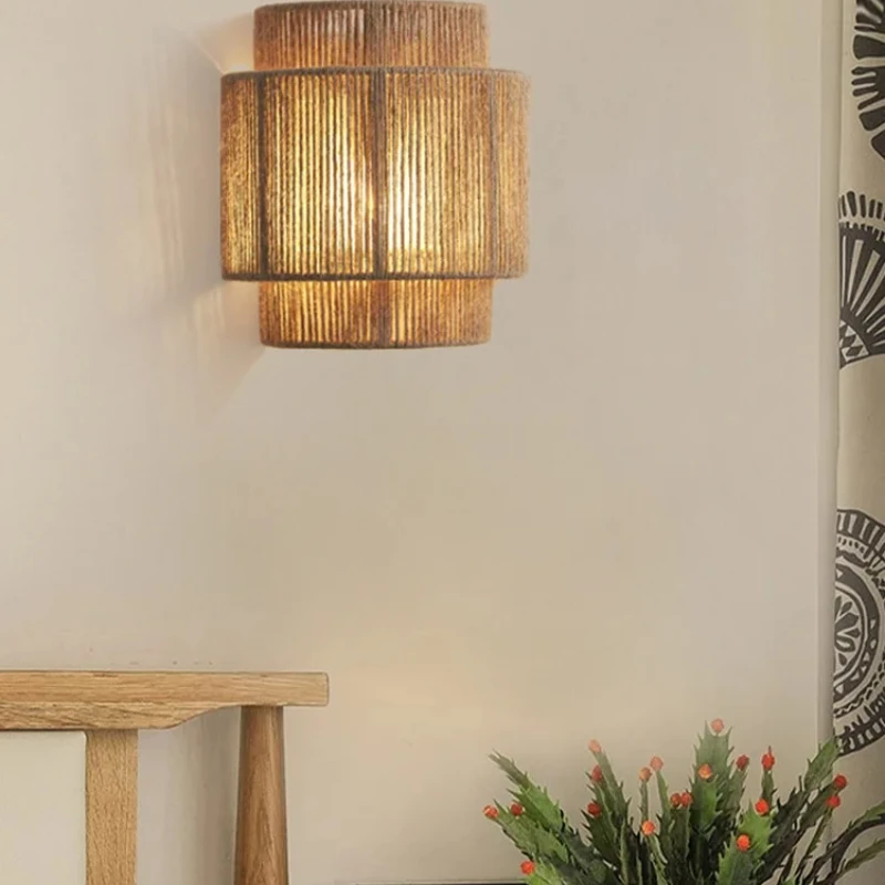 Retro Rattan Wall Lamp 4