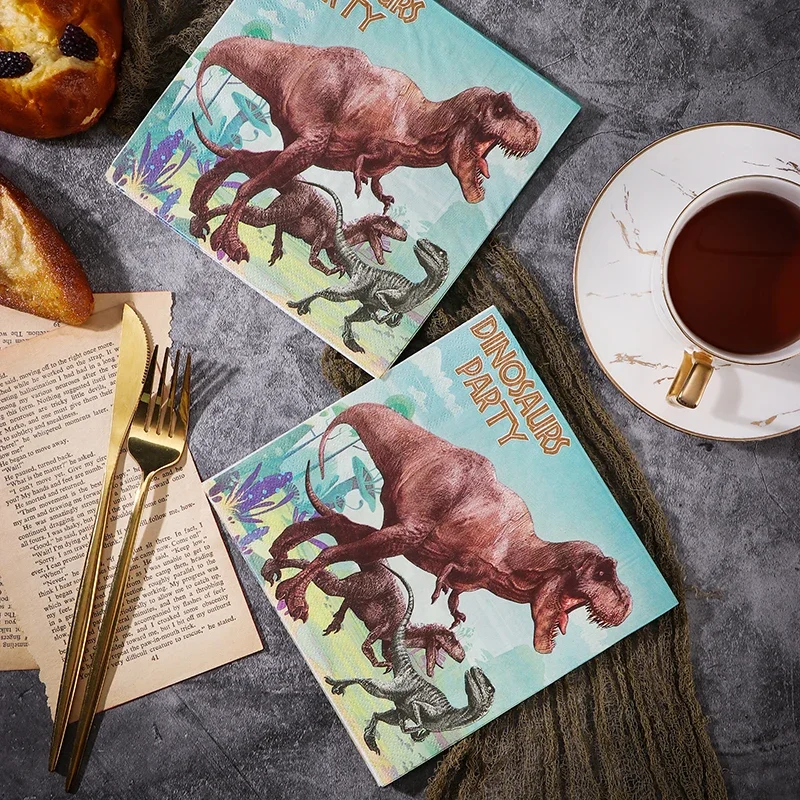 20pcs/Pac 33*33cm 2Ply New Dinosaur Printed Napkins Children's Birthday Party Decorative Paper Placemats Butterfly Bart Paper