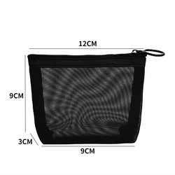 Black Mesh Clear Cosmetic Bags Set - Portable Travel Makeup and Toiletry Organizer with Lipstick Storage Pouch (S)