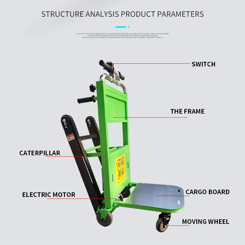 120kg Electric Stair Climbing Car Hand Trolley Climbing Cart Crawler type Up And Down Stair Climber Folding Hand Trolley