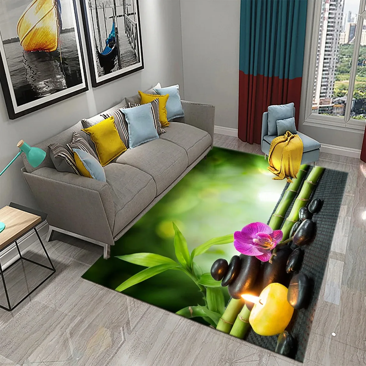 צמח זן פרח במבוק אבן שטיח הבית קישוט חדר שינה חדר אמבטיה שירותים שירותים שירותים אנטי החלקה דלת מחצלת דלת מחצלת